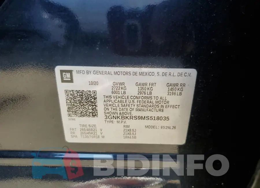 3GNKBKRS9MS518035 Photo# 13