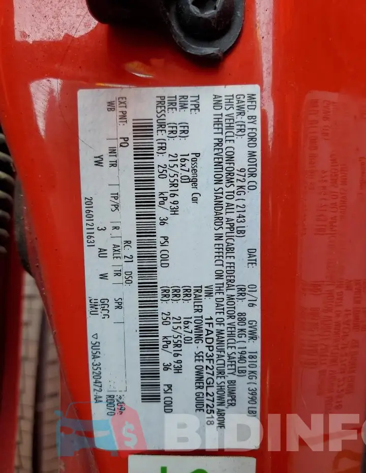 1FADP3F27GL272518 Photo# 12
