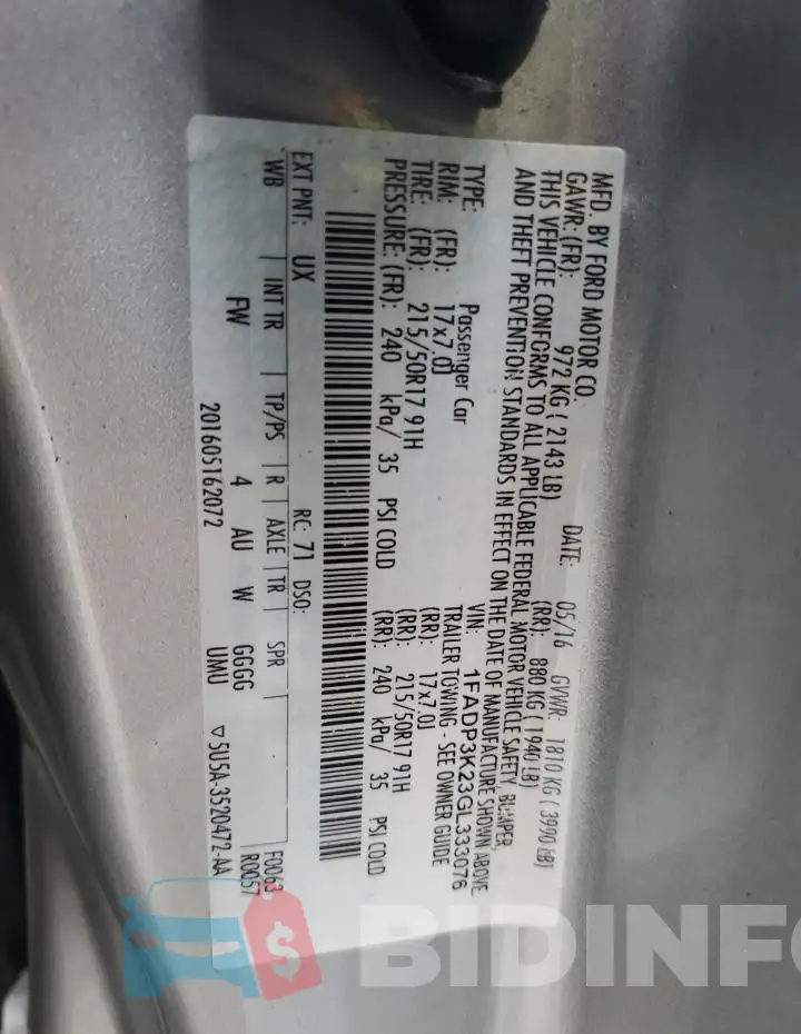 1FADP3K23GL333076 Photo# 12