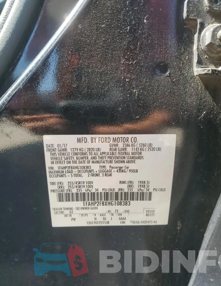 1FAHP2F8XHG108383 Photo# 12