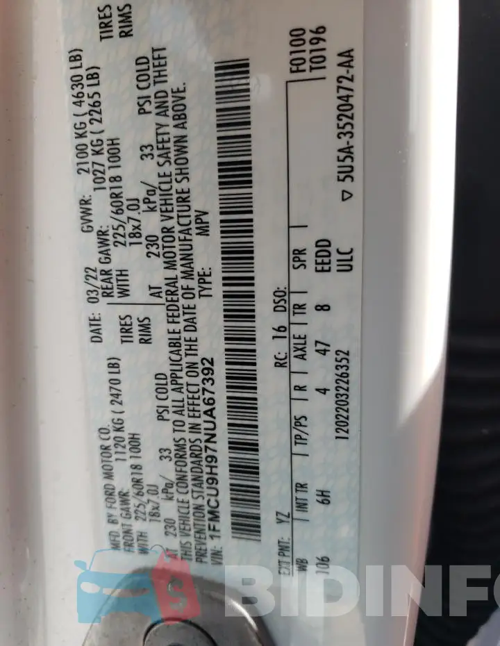 1FMCU9H97NUA67392 Photo# 13
