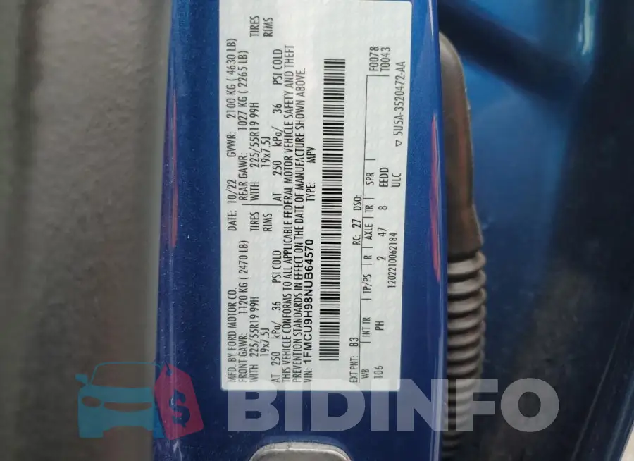 1FMCU9H98NUB64570 Photo# 13