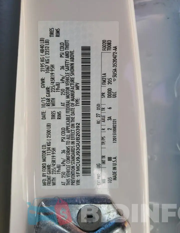 1FMCU9J93GUB20392 Photo# 13