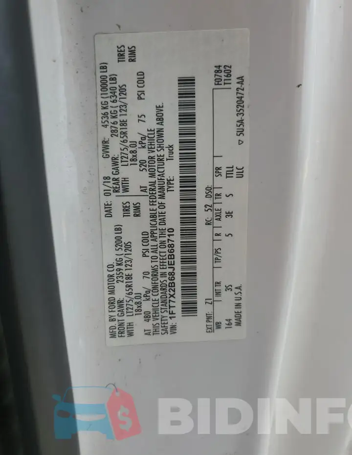 1FT7X2B68JEB68710 Photo# 12