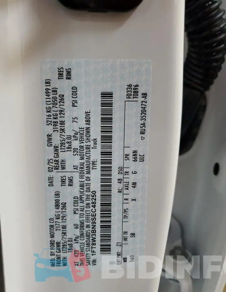 1FT8W3BN9SEC48250 Photo# 13