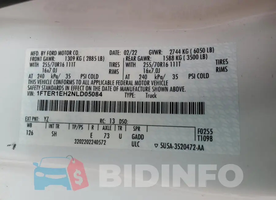1FTER1EH2NLD05084 Photo# 13