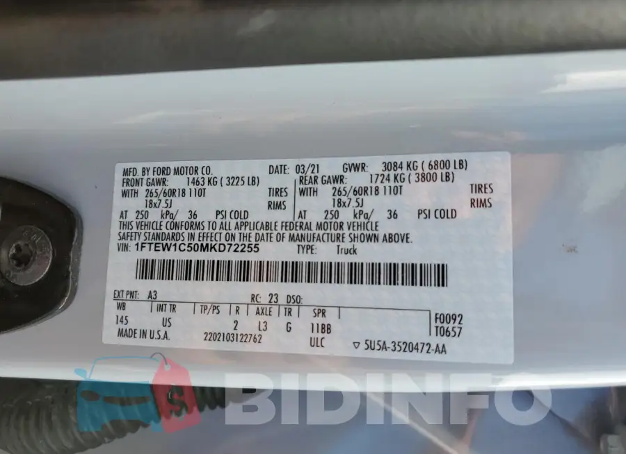 1FTEW1C50MKD72255 Photo# 12