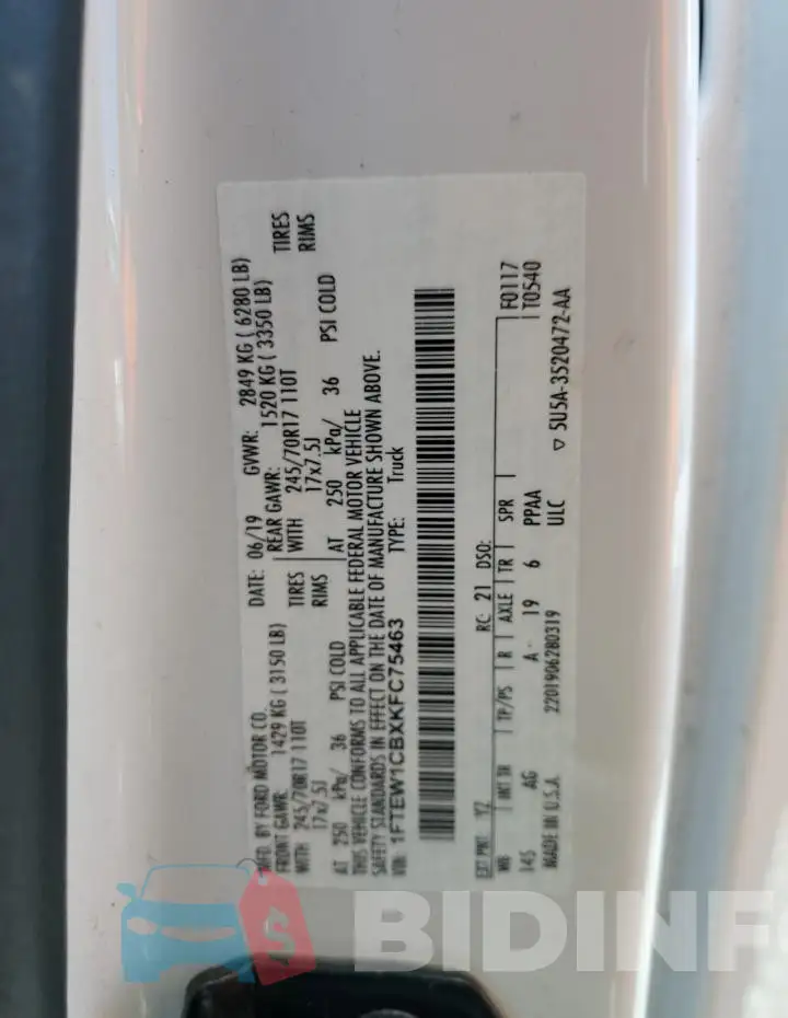 1FTEW1CBXKFC75463 Photo# 12