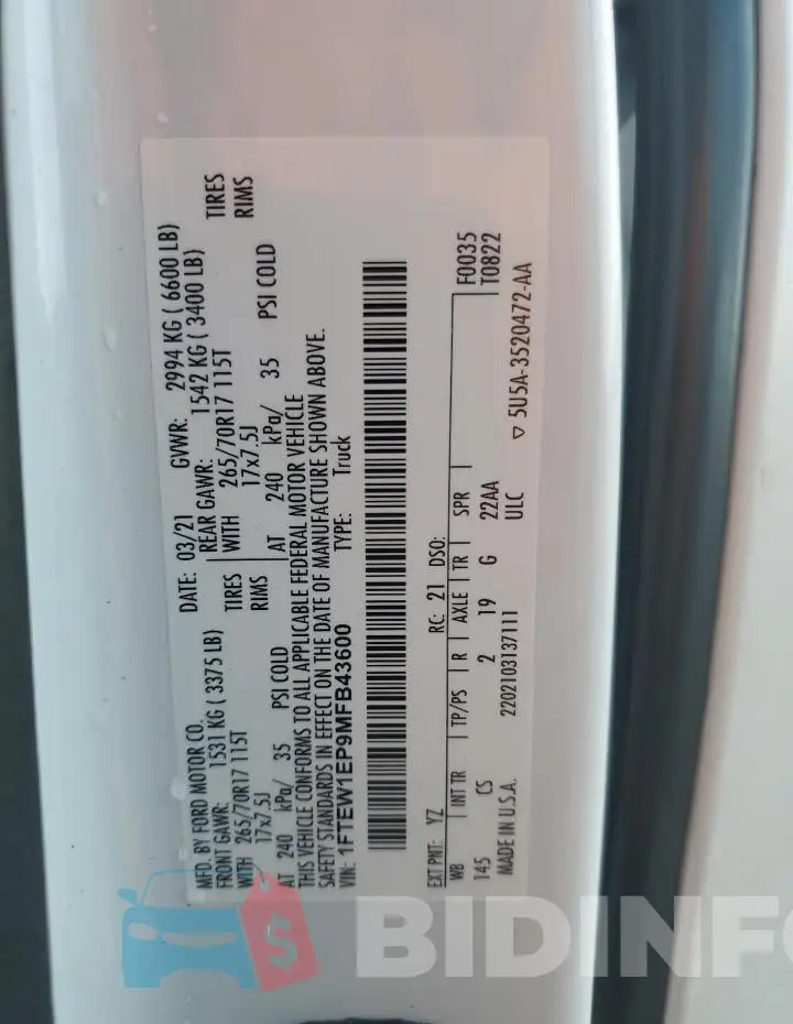 1FTEW1EP9MFB43600 Photo# 12