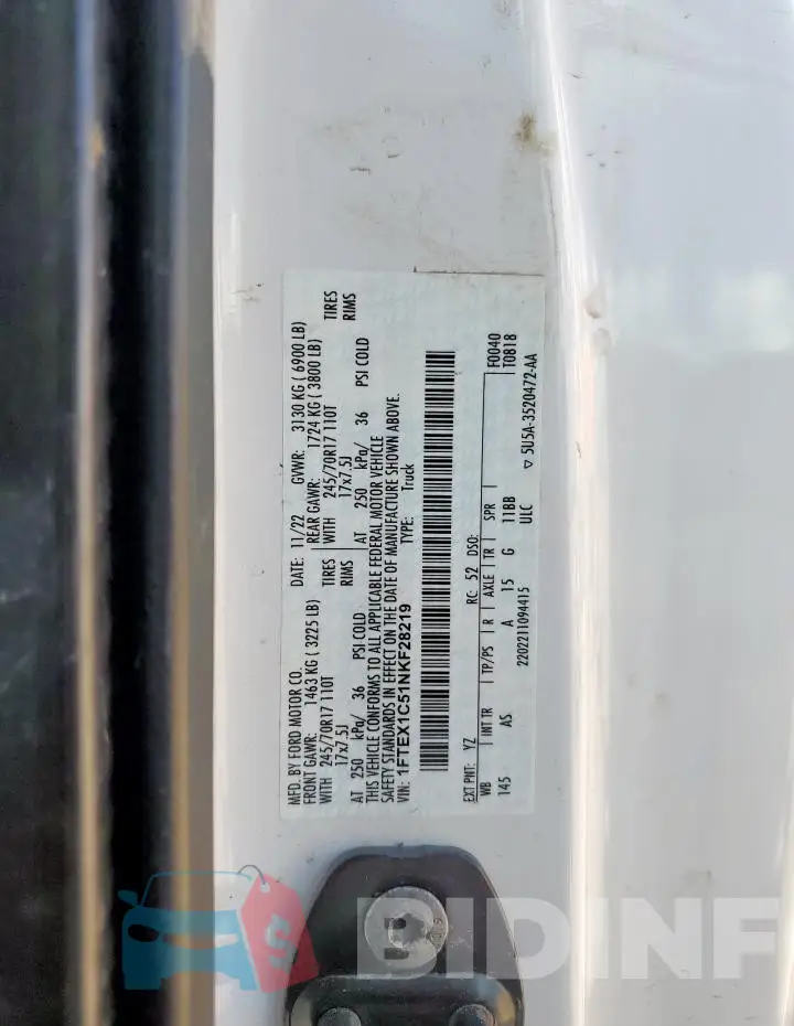1FTEX1C51NKF28219 Photo# 12