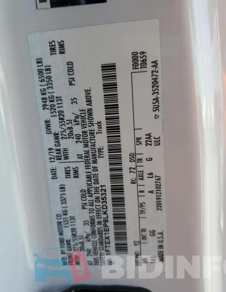 1FTEX1EP8LKD35321 Photo# 12