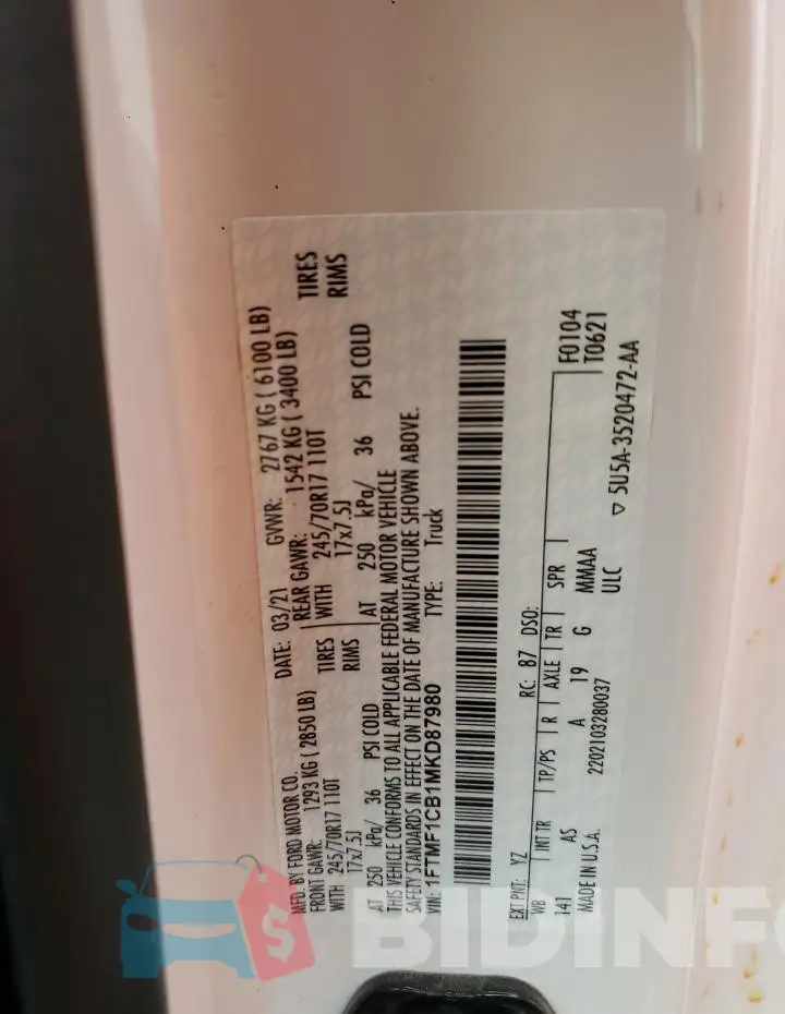 1FTMF1CB1MKD87980 Photo# 12