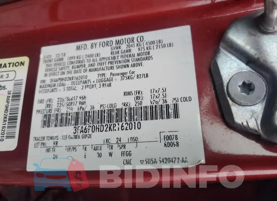3FA6P0HD2KR162010 Photo# 12