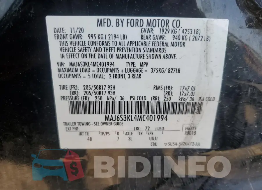 MAJ6S3KL4MC401994 Photo# 13
