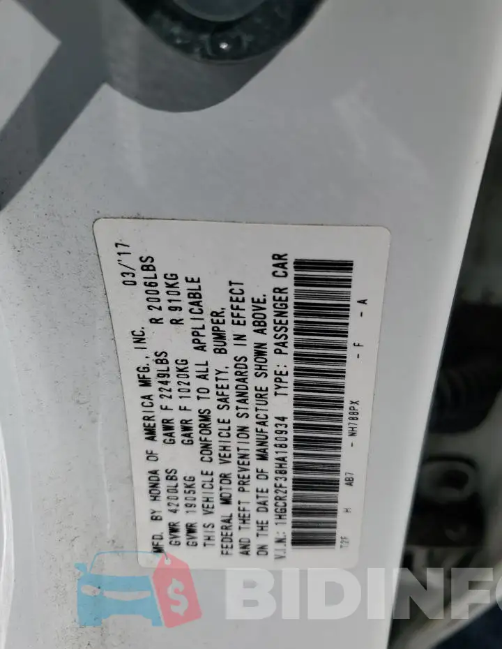 1HGCR2F38HA180934 Photo# 12
