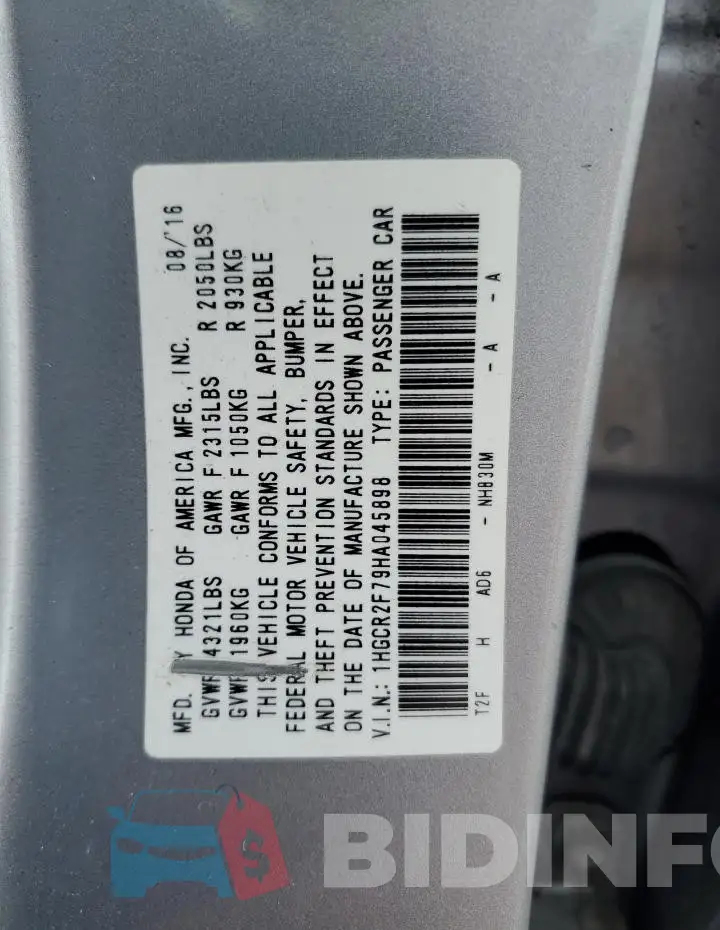 1HGCR2F79HA045898 Photo# 12