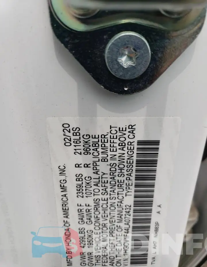 1HGCV1F44LA072432 Photo# 12