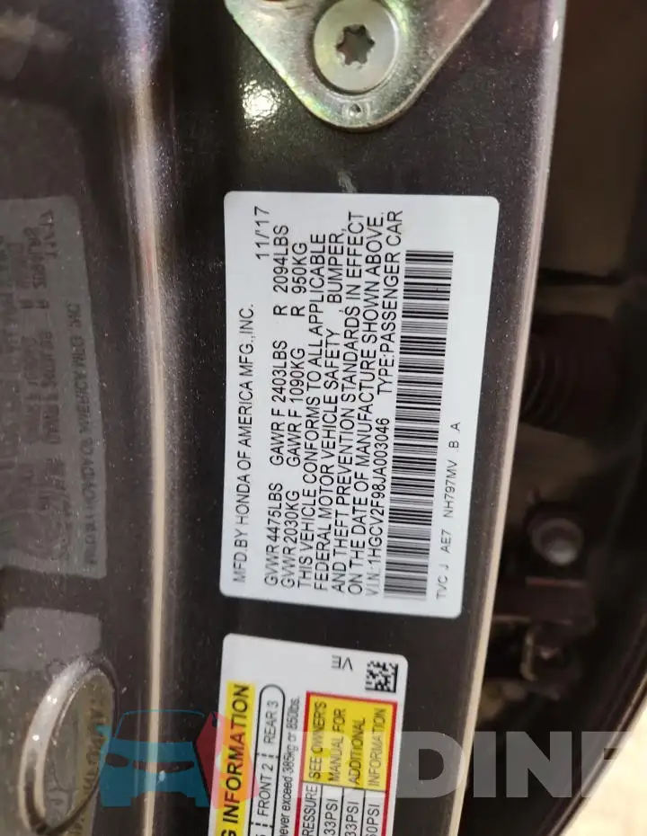 1HGCV2F98JA003046 Photo# 13