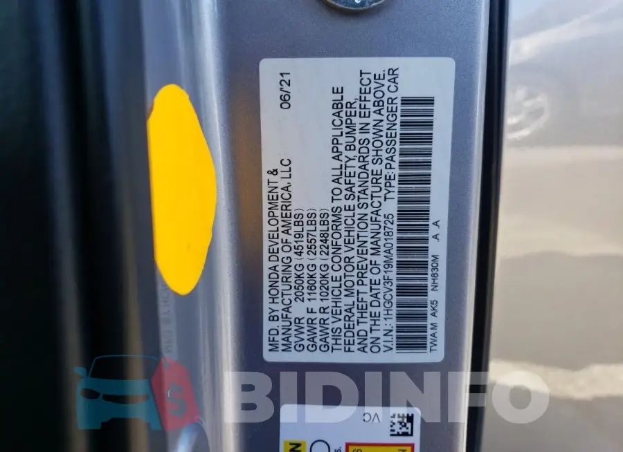 1HGCV3F19MA018725 Photo# 12