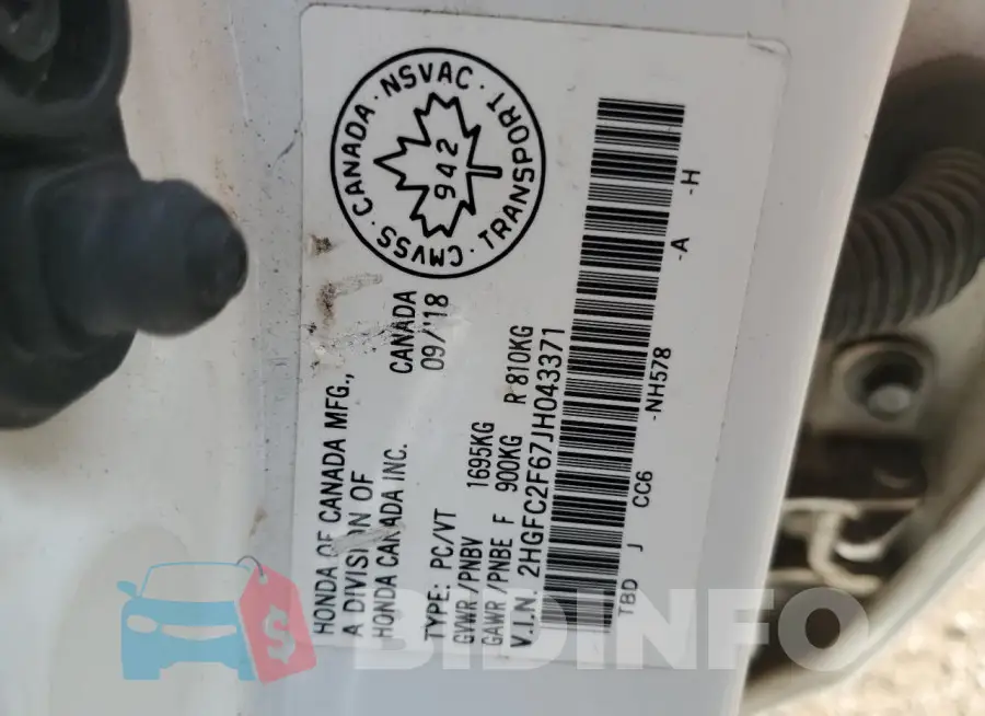 2HGFC2F67JH043371 Photo# 13