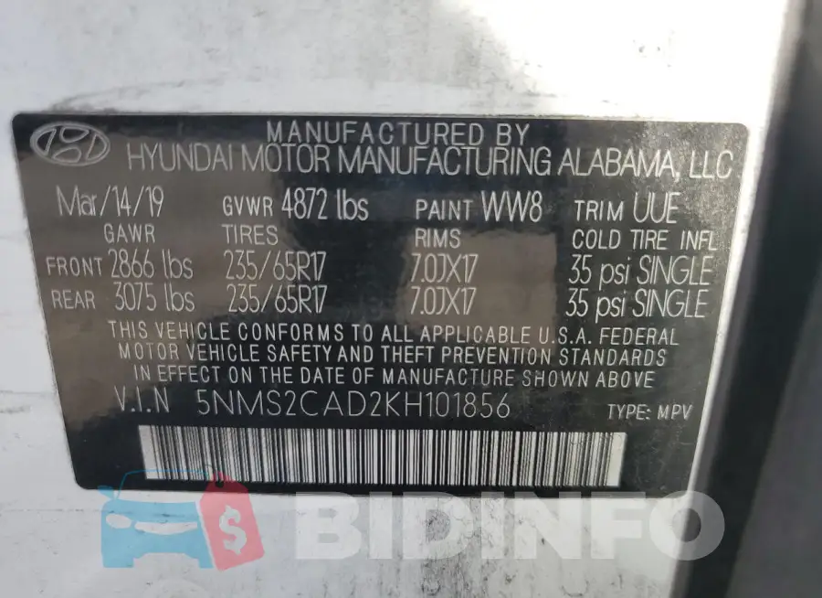 5NMS2CAD2KH101856 Photo# 13