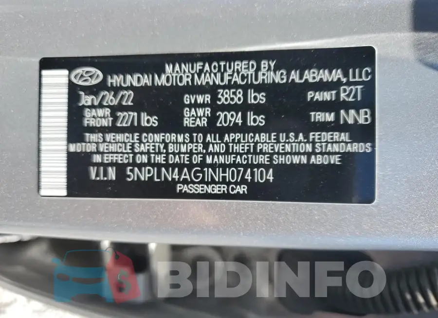 5NPLN4AG1NH074104 Photo# 12