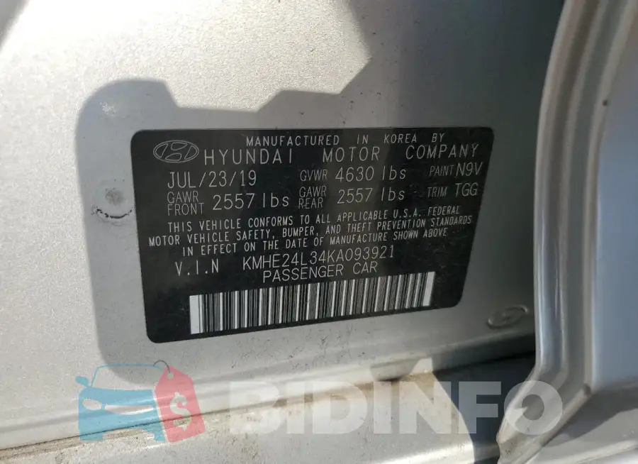 KMHE24L34KA093921 Photo# 12