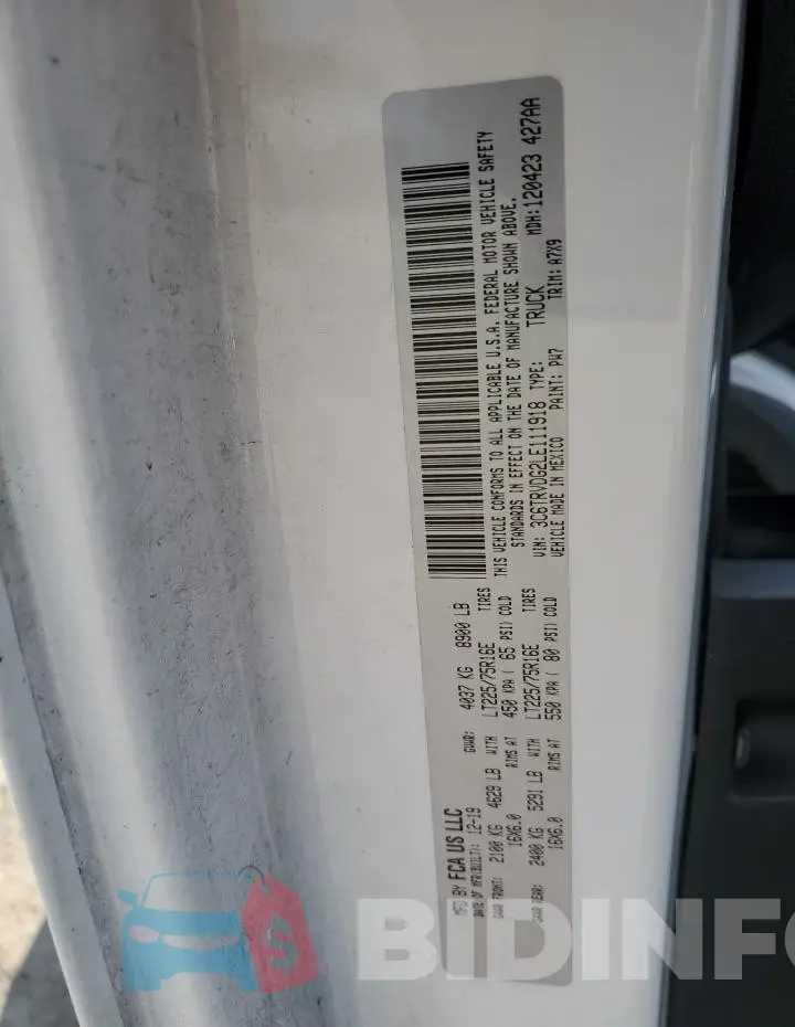 3C6TRVDG2LE111918 Photo# 13