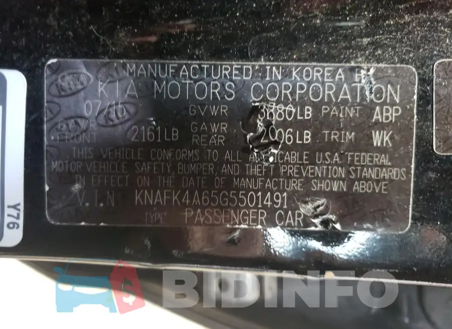 KNAFK4A65G5501491 Photo# 12