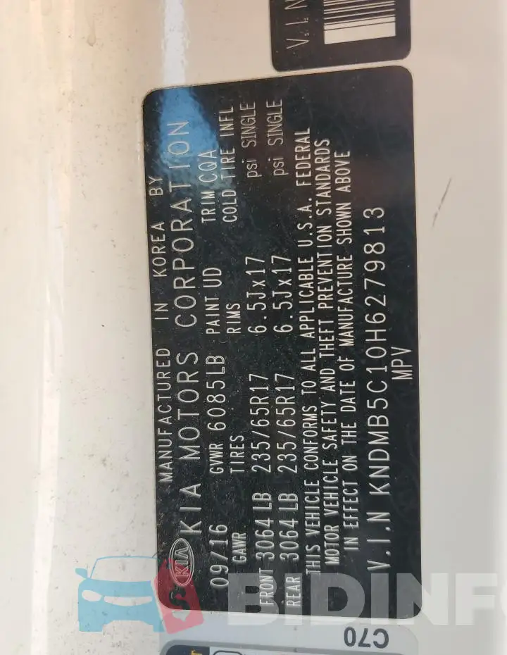 KNDMB5C10H6279813 Photo# 14