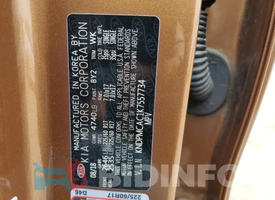 KNDPMCAC1K7557734 Photo# 13