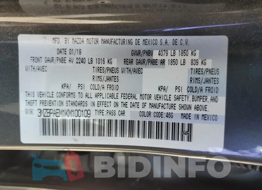 3MZBPAEM1KM100109 Photo# 12