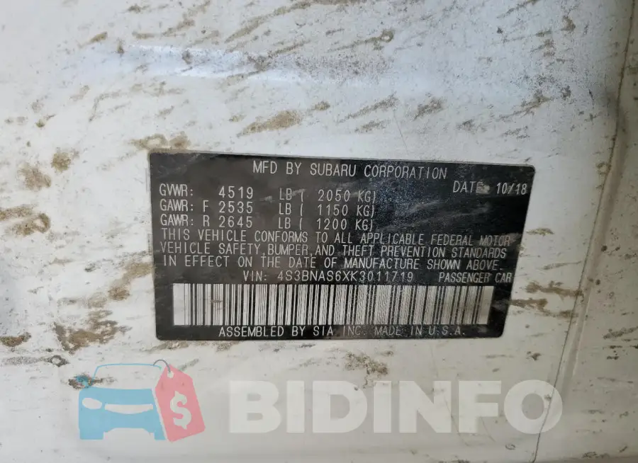 4S3BNAS6XK3011719 Photo# 12