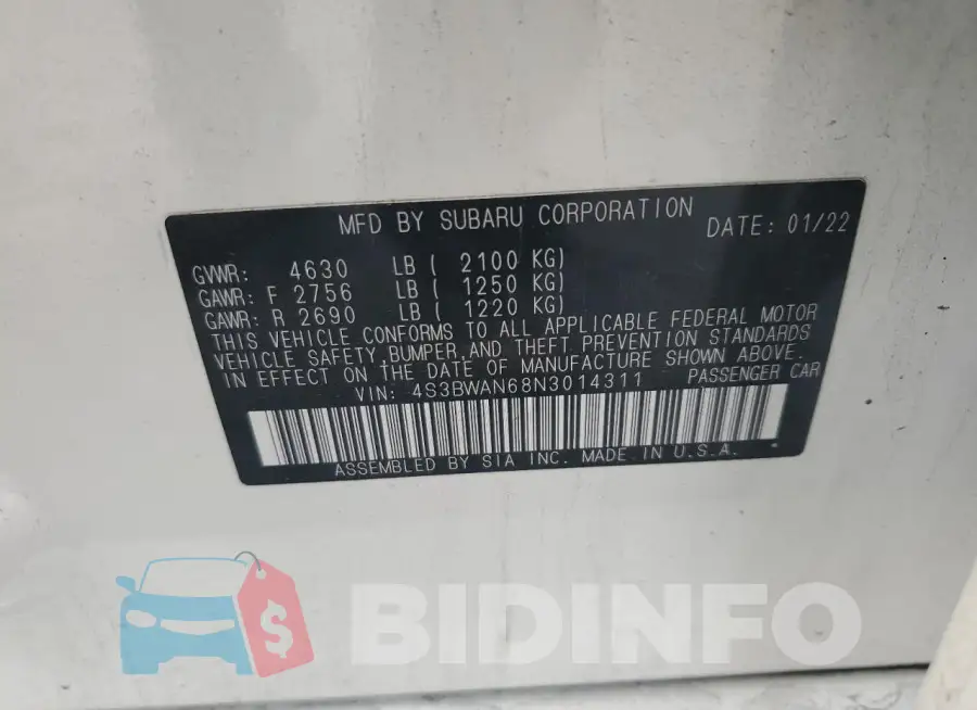 4S3BWAN68N3014311 Photo# 12