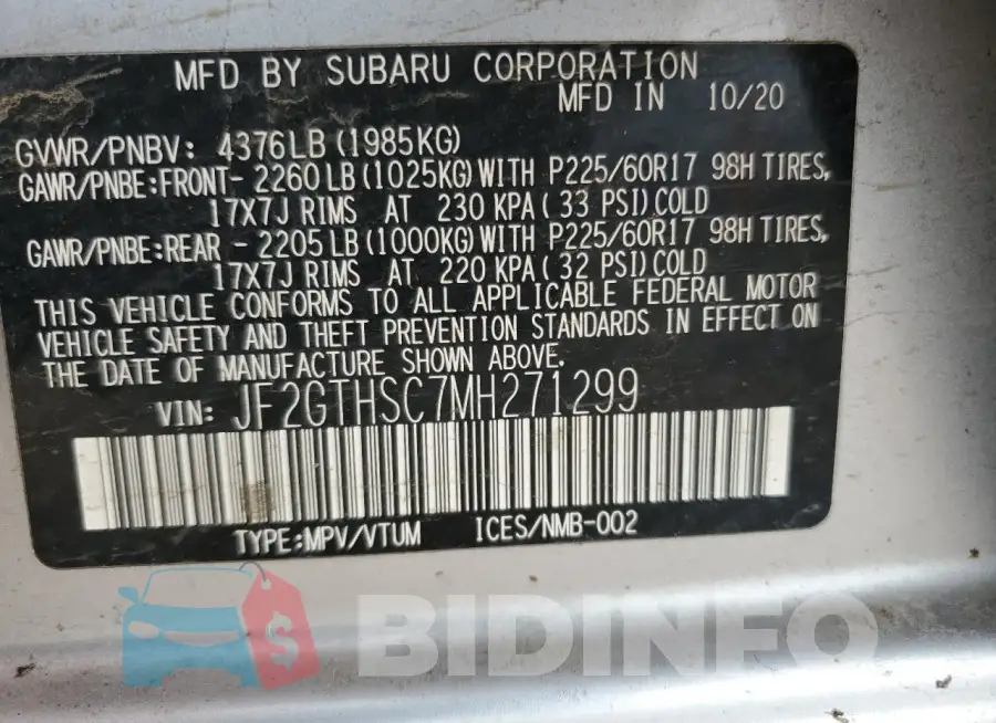 JF2GTHSC7MH271299 Photo# 14