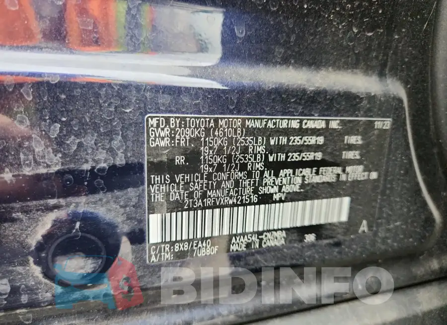 2T3A1RFVXRW421516 Photo# 13