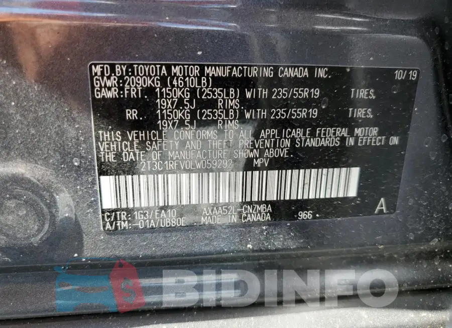 2T3C1RFV0LW059292 Photo# 13