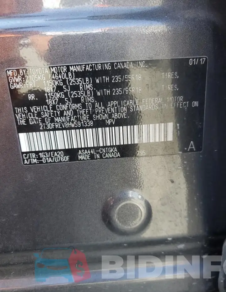 2T3DFREV8HW591338 Photo# 13