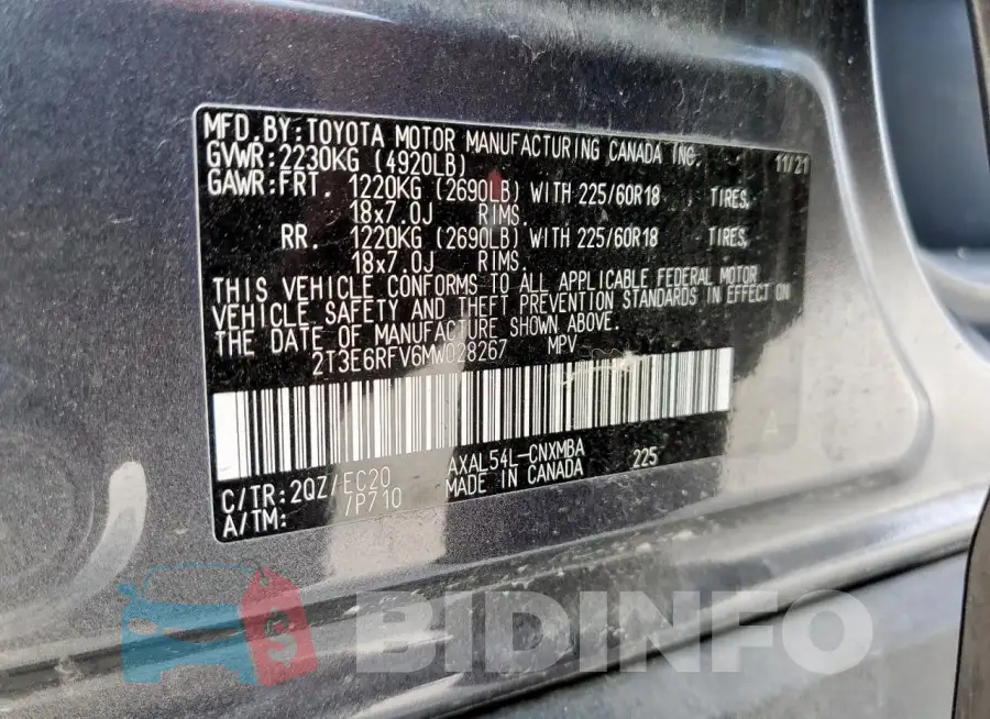 2T3E6RFV6MW028267 Photo# 14