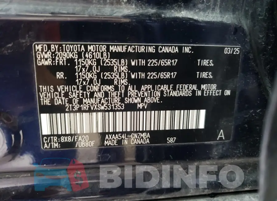 2T3P1RFVXSW531353 Photo# 14