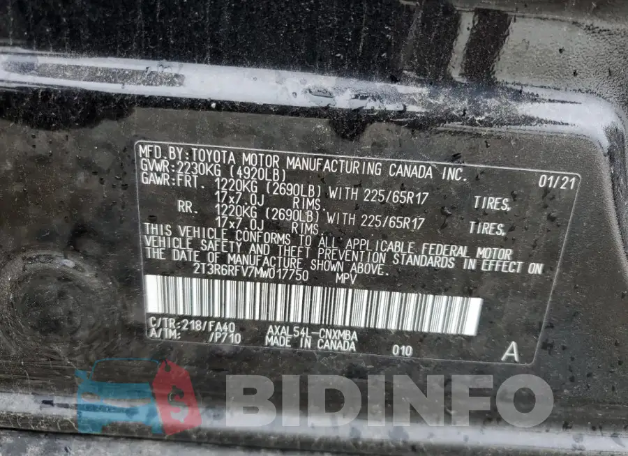 2T3R6RFV7MW017750 Photo# 13