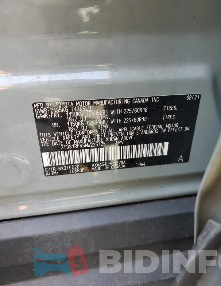 2T3S1RFV5MW225125 Photo# 14