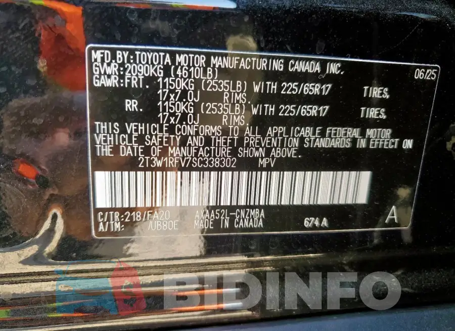 2T3W1RFV7SC338302 Photo# 13