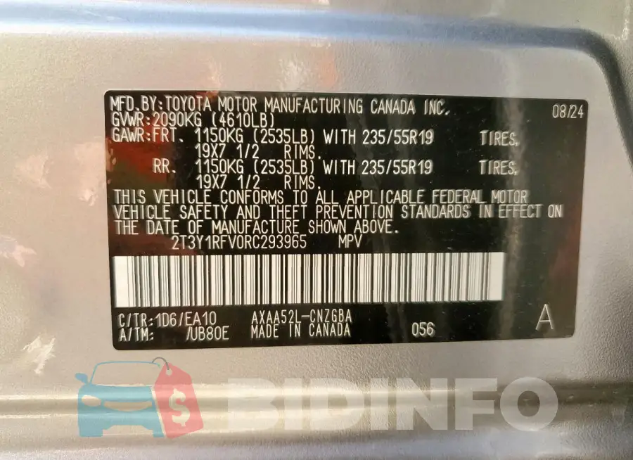 2T3Y1RFV0RC293965 Photo# 13
