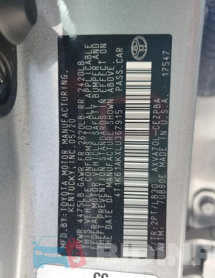 4T1K61AKXLU367915 Photo# 13