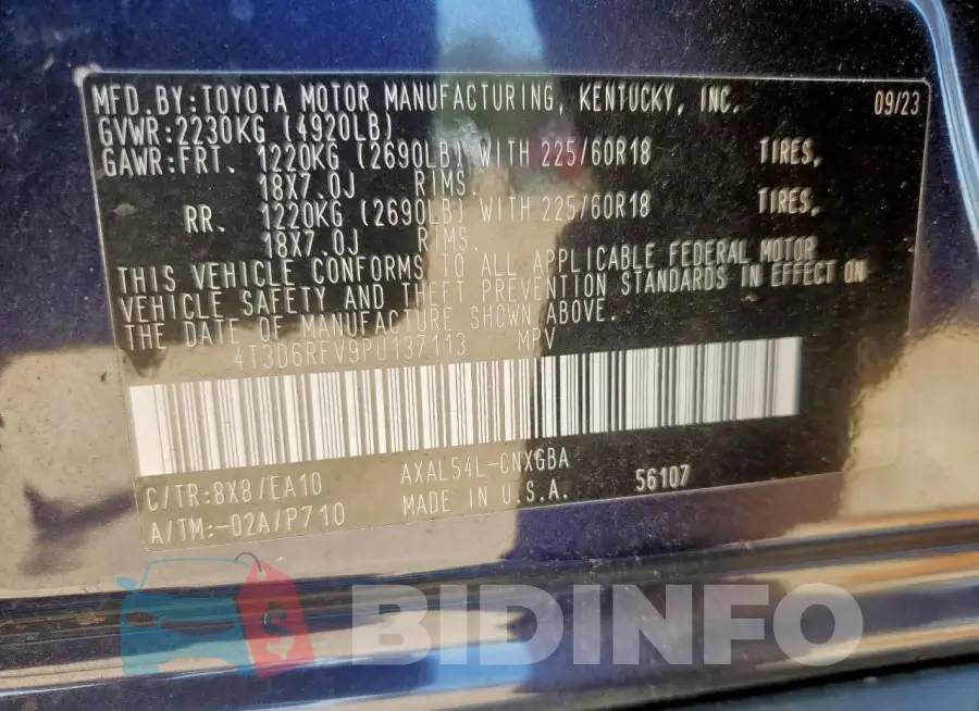 4T3D6RFV9PU137113 Photo# 13