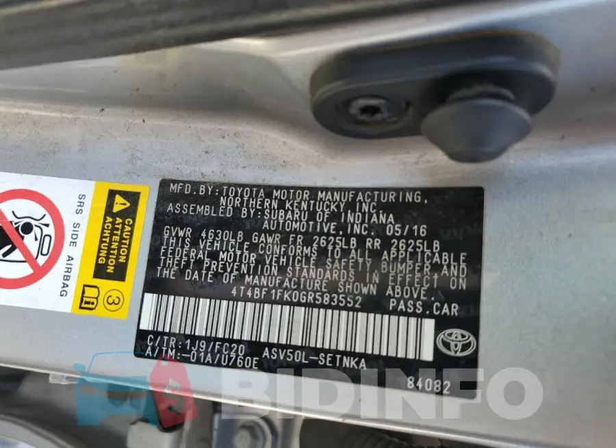 4T4BF1FK0GR583552 Photo# 12