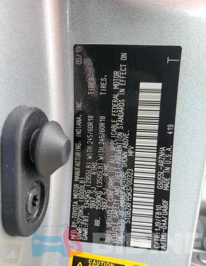 5TDBZRFH5KS700323 Photo# 13