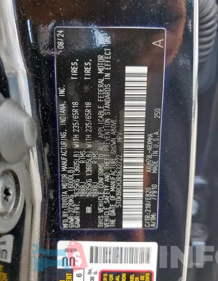 5TDKBRCH3RS632722 Photo# 14