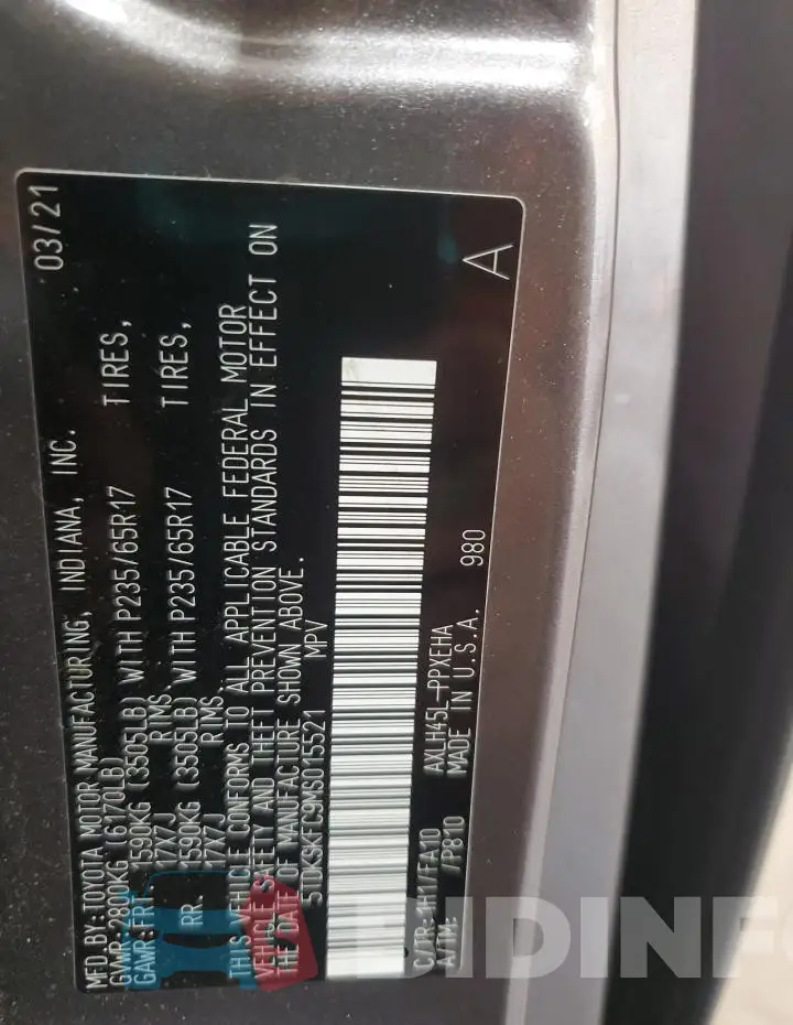 5TDKSKFC9MS015521 Photo# 13
